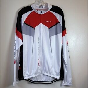 Lixada Cycling Jersey Men's XXL White Multi Full Zip LS Back Pockets Biker Racer
